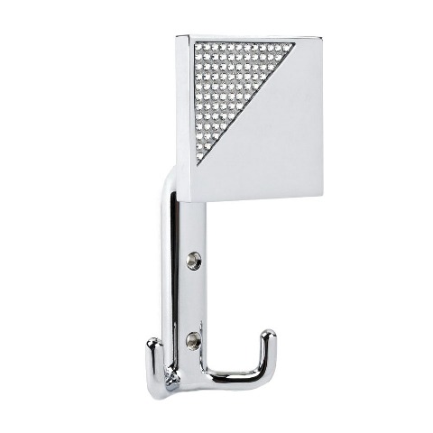 P2040CRLSWA Robe And Towel Hook With Corner Crystals- Bright Chrome