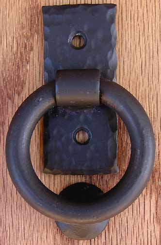 Picture of Agave Ironworks KN005-PU019-01 Small Smooth Ring Knocker And Door Pull Flat Black