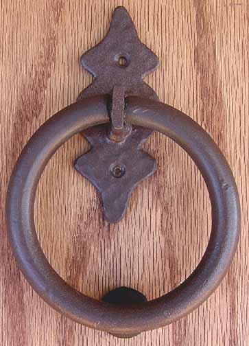 Picture of Agave Ironworks KN011-PU016-01 6 Pt Back Smooth Ring Knocker And Door PullFlat Black