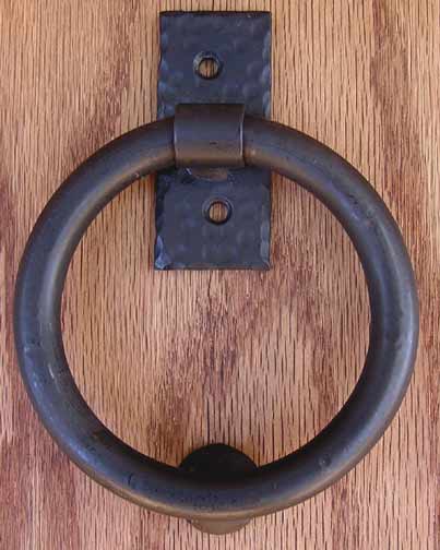 Picture of Agave Ironworks KN015-PU014-01 Smooth Ring Knocker And Door Pull Flat Black