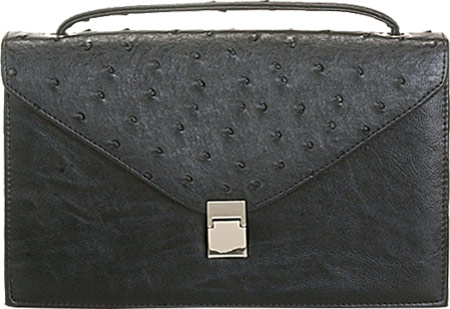 Chic Black Ostrich Texture Structured Single Strap Womens Handbag