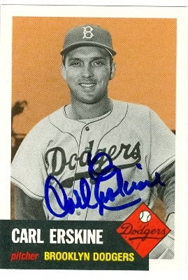 20796 Carl Erskine Autographed 1953 Topps Archive Baseball Card Brooklyn Dodgers -  Autograph Warehouse