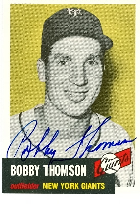 Bobby Thomson Autographed 1953 Topps Archive Baseball Card New York Giants