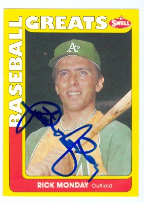 Picture of Autograph Warehouse 22251 Rick Monday Autographed Baseball Card Oakland A 1990 Swell Legends Card