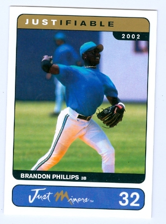 Picture of Autograph Warehouse 28358 Brandon Phillips Baseball Card Cincinnati Reds Star Mint Condition Rookie Card 2002 Just Minors No. 32