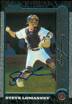 28934 Steve Lomasney Autographed Baseball Card Boston Red Sox 1999 Bowman Chrome No. 383