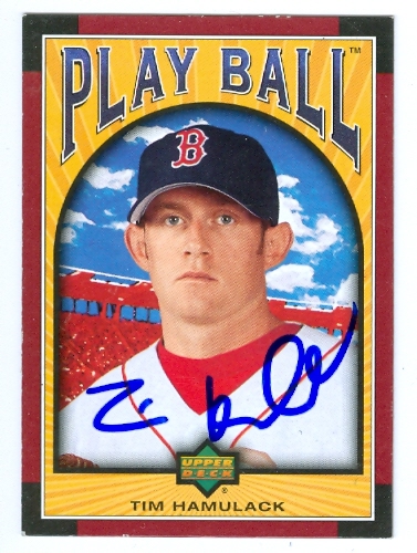 Tim Hamulack Autographed Baseball Card Boston Red Sox 2004 Upper Deck Play Ball No. 186