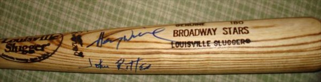 Picture of Autograph Warehouse 29502 Broadway Stars Autographed Baseball Bat By Actors John Ritter- Henry Winkler- Adrian Zimid- Len Carriou- and Tony Roberts
