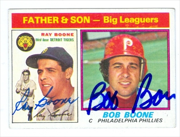 30987 Bob Boone Ray Boone Autographed Baseball Card 1976 Topps Father Son Baseball Card Phillies Tigers -  Autograph Warehouse
