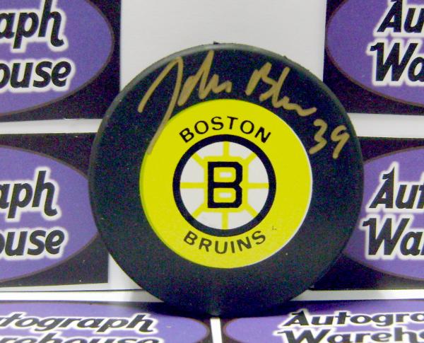 Picture of Autograph Warehouse 12374 John Blue Autographed Hockey Puck Boston Bruins