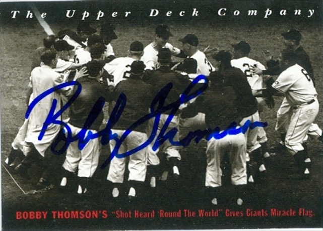 32027 Bobby Thomson Autographed 1994 Bat Upper Deck Baseball Card Shot Heard Round The World Celebration No. 16