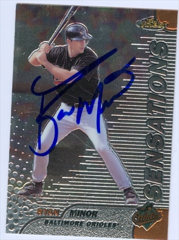 33720 Ryan Minor Autographed Baseball Card 1999 Topps Finest Rb -  Autograph Warehouse