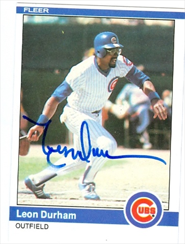 Leon Durham Autographed Baseball Card Chicago Cubs 1984 Fleer Baseball Card No. 492