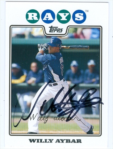 Willy Aybar Autographed Baseball Card Tampa Bay Devil Rays 2008 Topps Baseball Card No. 654