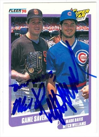 34511 Mark Davis and Mitch Williams Autographed Baseball Card 1990 Fleer Baseeball Card No. 631 Game Savers San Francisco Giants and Chicago Cubs