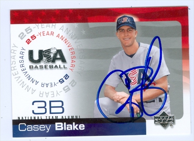 Casey Blake Autographed 2004 Usa Baseball Upper Deck Baseball Card No. 17