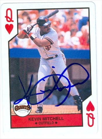 36166 Kevin Mitchell Autographed Baseball Card San Francisco Giants 1990 Major League All Stars Baseball Card Q Hearts