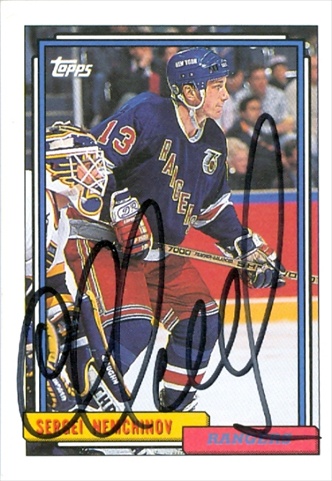 37169 Sergei Nemchinov Autographed Hockey Card 1992 Topps Rb
