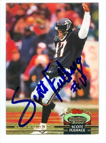 37182 Scott Fulhage Autographed Football Card Atlanta Falcons 1988 Topps Stadium Club Rb