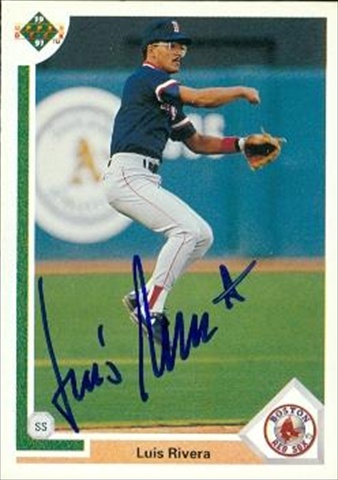 37574 Luis Rivera Autographed Baseball Card Boston Red Sox 1991 Upper Deck No. 182