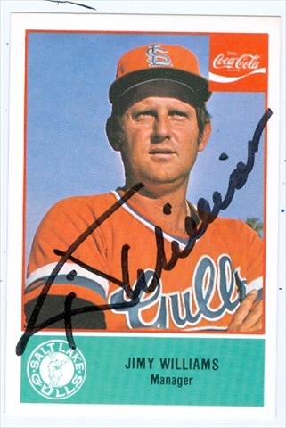 37747 Jimy Williams Autographed Baseball Card Salt Lake Gulls 1977 Csp Coca Cola No. 1 67 -  Autograph Warehouse