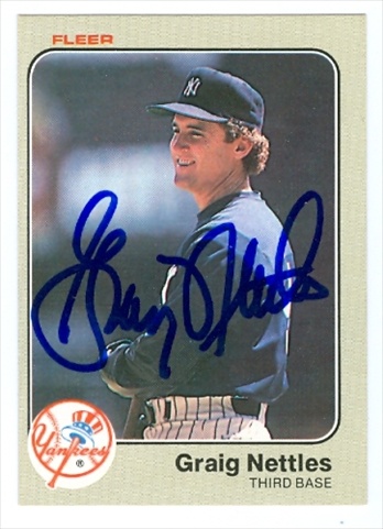 38001 Graig Nettles Autographed Baseball Card New York Yankees 1983 Fleer No. 391 67