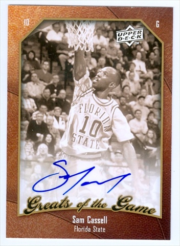 39621 Sam Cassell Autographed Basketball Card Florida State 2010 Upper Deck Greats Of The Game No. 81