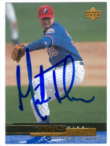 Mike Thurman Autographed Baseball Card Montreal Expos 2000 Upper Deck No. 434