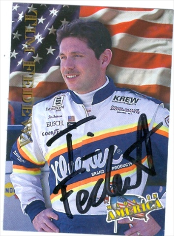 41292 Tim Fedewa Autographed Trading Card Auto Racing 1996 Maxx Made In America No. 55