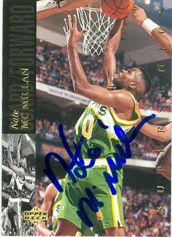 Nate Mcmillan Autographed Basketball Card Seattle Sonics 1994 Upper Deck No. 60
