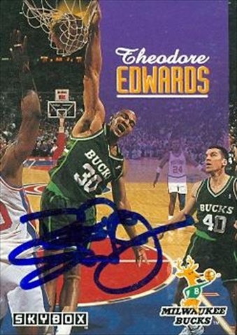 42034 Theodore Edwards Autographed Basketball Card Milwaukee Bucks 1993 Skybox No. 364 -  Autograph Warehouse