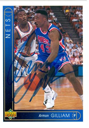 42786 Armon Gilliam Autographed Basketball Card New Jersey Nets 1993 Upper Deck No .418