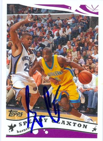 42911 Speedy Claxton Autographed Basketball Card New Orleans Hornets 2005 Topps No .124 -  Autograph Warehouse