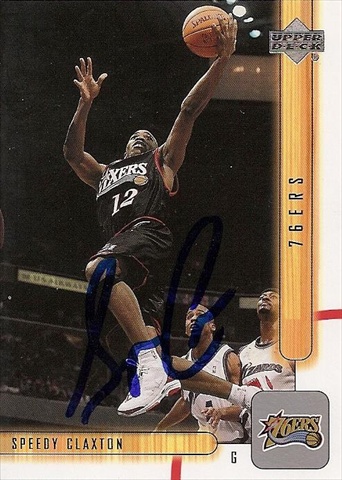 43274 Speedy Claxton Autographed Basketball Card Philadelphia 76Ers 2002 Upper Deck No .348 -  Autograph Warehouse