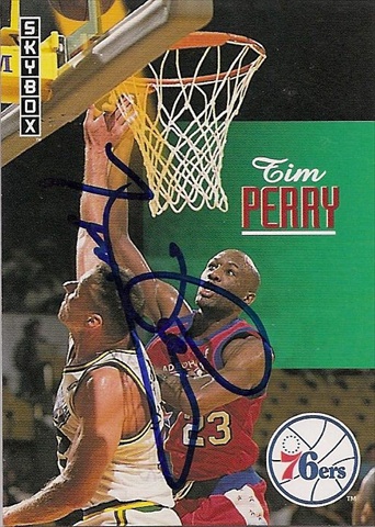 43453 Tim Perry Autographed Basketball Card Philadelphia 76Ers 1993 Skybox No .386 -  Autograph Warehouse