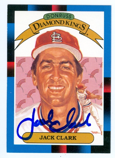 43750 Jack Clark Autographed Baseball Card St. Louis Cardinals 1988 Donruss Diamond King No .15 -  Autograph Warehouse