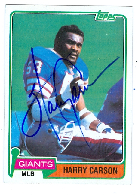 43779 Harry Carson Autographed Football Card New York Giants 1981 Topps No .475 -  Autograph Warehouse