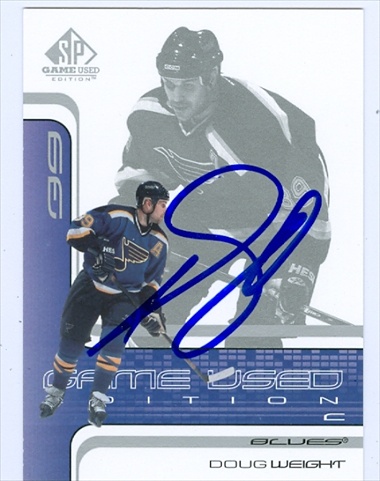 44820 Doug Weight Autographed Hockey Card St. Louis Blues 2002 Upper Deck Game Used Edition No .51