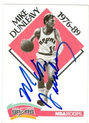 46130 Mike Dunleavy Autographed Basketball Card San Antonio Spurs 1990 Hoops No .351