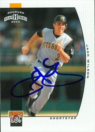 Jack Wilson Autographed Baseball Card Pittsburgh Pirates 2005 Donruss Team Heroes No .252