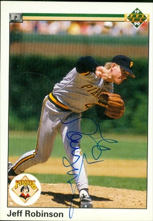 Jeff Robinson Autographed Baseball Card Pittsburgh Pirates 1990 Upper Deck No .403