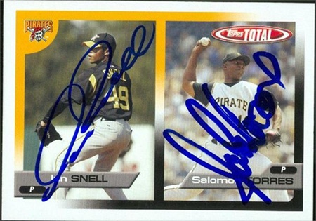 47222 Ian Snell and Salomon Torres Autographed Baseball Card Pittsburgh Pirates 2005 Topps Total No .612 -  Autograph Warehouse