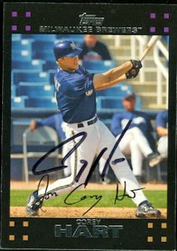Corey Hart Autographed Baseball Card Milwaukee Brewers 2007 Topps No .404