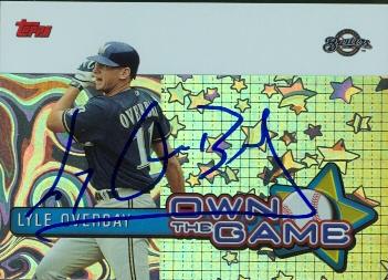 48063 Lyle Overbay Autographed Baseball Card Milwaukee Brewers 2004 Topps Own The Game No .G23