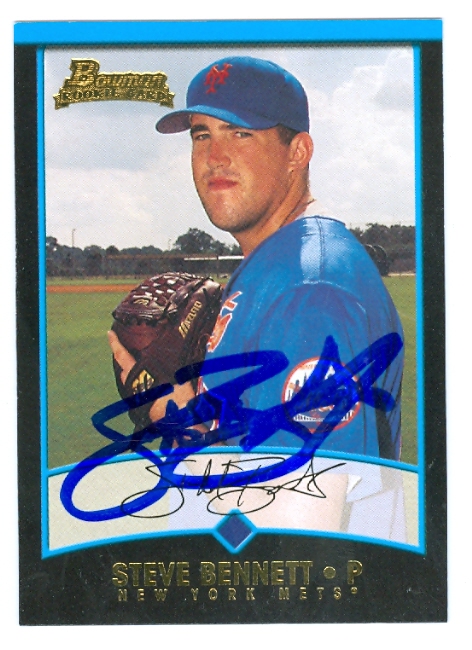 Steve Bennett Autographed Baseball Card New York Mets 2001 Topps Bowman