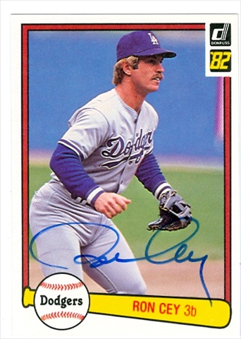 Ron Cey Autographed Baseball Card Los Angeles Dodgers 1982 Donruss No. 210 67