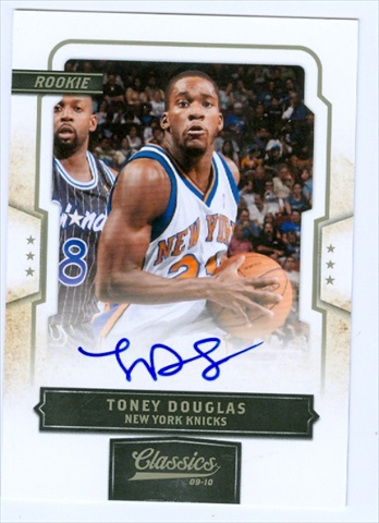 38694 Toney Douglas Autographed Basketball Card New York Knicks 2010 Panini No. 186