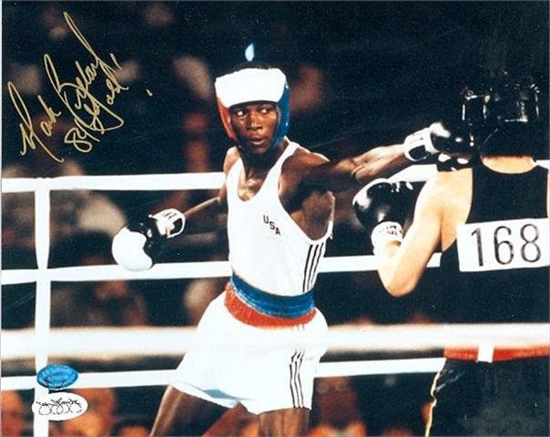 Picture of Autograph Warehouse 38760 Mark Breland Autographed 8 x 10 Photo 84 Gold Boxing Jsa