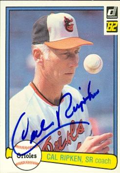51060 Cal Ripken Sr. Autographed Baseball Card Baltimore Orioles 1982 Donruss No .579 -  Autograph Warehouse