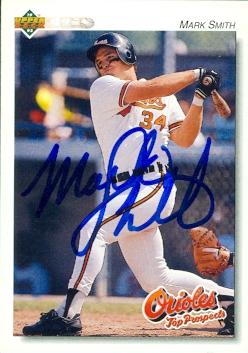 Picture of Autograph Warehouse 51071 Mark Smith Autographed Baseball Card Baltimore Orioles 1992 Upper Deck No .281